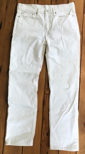 Vintage 80s 90s Style Levis 514 White Denim Straight Leg Jeans Pants 34x34 - $59.39
