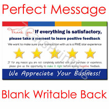 100 Thank You Cards for Sellers Single Sided Blank Writable Back - $10.95