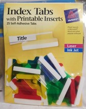 Avery 16219 Insertable Index Tabs with Printable Inserts 1 Assorted Tab 25 Pack - £7.95 GBP