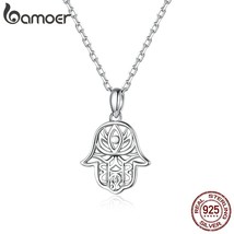 bamoer Genuine 925 Sterling Silver Geometric Lucky Hand wedding Pendant Necklace - £19.28 GBP