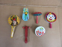 Lot of 6 Vintage Tin Litho Mixed Noise Makers 1950s    D - £50.97 GBP