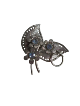 Costume Silver  Blue &quot;Rhinestone&quot; floral Brooch Pin Jewelry #2 - $284.76 MXN
