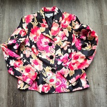LE SUIT Blazer Jacket Womens Size 10 Floral Pink Lined Notch Collar Cottagecore - £15.93 GBP