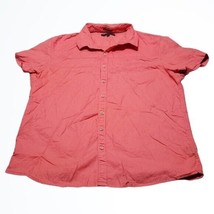 Marc Anthony Pink Linen Blend Slim Fit Short Sleeve Button Down Shirt Si... - £17.46 GBP