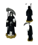 Santa Muerte 4&quot; Statue Black Dress | Holy Death Grim Reaper Skeleton Sku... - $13.85