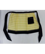 VTG Kitchen Cooking MCM Yellow Black Plaid One Pocket Half Apron - $11.39