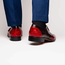 Anzio Genuine Alligator and Classic Calfskin Dress Shoes BlackCherry image 7