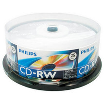 50-PK Philips Logo 12X CD-RW CDRW ReWritable Blank Disc 700MB Cake Box - £43.24 GBP