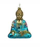 BUDDHA GLASS CHRISTMAS ORNAMENT 5&quot; Blue Turquoise Kurt Adler Butterfly F... - $455.23 MXN