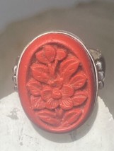 Floral ring Cinnabar band  sterling silver women girls - £76.31 GBP