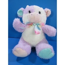 Walmart  Pastel Purple White Plush Cow Stuffed Animal W/Rainbow Bow 9&quot; - $14.03