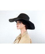 Vintage Ladies&#39; Wide Brim Black Straw Hat, J Crew, Size 7, Dress or Casu... - $744.11 MXN