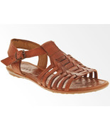 Womens Leather Huarache Sandal Gladiator Style Buckle Strap Cognac #402 - £27.50 GBP