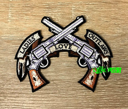 LADIES LOVE OUTLAWS PATCH embroidered iron on biker patches outlaw weste... - £4.71 GBP