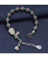 Hand Woven Sterling Silver Beaded Bracelet With Gourd Charm,Gift For Her - £58.86 GBP