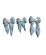 Homco Home Interior #7601 Set of 3 Blue Shabby Bows 1991 Wall Plaques Gr... - $11.50