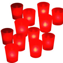 12 X RED Mood Color Flameless Led Lights Votive Candle Tea Light Candles... - £16.58 GBP
