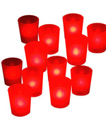 12 X RED Mood Color Flameless Led Lights Votive Candle Tea Light Candles... - £16.50 GBP