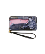 Elvis Presley wallet zipper closure credit cards Grey with pink Cadillac... - $418.73 MXN
