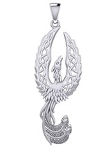 Jewelry Trends Celtic Mythical Phoenix Silver Pendant Necklace 18&quot; - £78.22 GBP