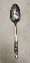 1 Vintage Oneida Community My Rose Pierced Serving Spoon 8 3/8"  Stainless GUC - $8.91