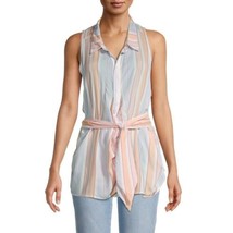 Free People Womens Striped Sleeveless Wrap Button-Up Top,Ivory Combo Size M - £35.10 GBP