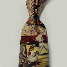 Roundtree &amp; Yorke Men Silk Dress Tie Baseball Theme Made in USA - £15.59 GBP