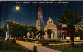 Vtg Postcard The Roman Catholic Cathedral and Plaza, St. Augustine, Fla - £5.05 GBP
