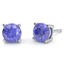Tanzanite 5mm Round Stud Earrings in 14k White Gold - £368.04 GBP