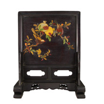 Vintage Chinese Zitan Wood Inlay Shell &amp; Gem Desk Screen - $999.00