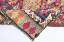 3x12 Turkish Vintage Runner,Oushak Handmade Wool Rug,3x12 Runner Rug,Pink Runner - £267.85 GBP