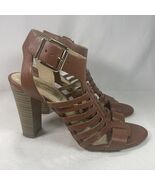 Women’s Brown Leather Open Toe Heels Pump Size 7 1/2 INC International C... - $215.04 MXN