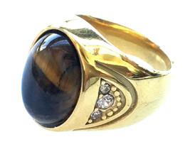 Gold 18K Tiger Eye Stone Gold Magic Ring Size 8 Top Charming Lucky Thai ... - £23.50 GBP