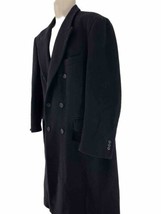 John Ashford Mens 42 Black Double Breasted Lined Wool Overcoat Topcoat - £22.68 GBP