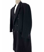 John Ashford Mens 42 Black Double Breasted Lined Wool Overcoat Topcoat - £22.94 GBP