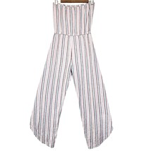 Anthropologie Womens XS Drew Emerson Jumpsuit Linen Stripe Pink White Blue  - £38.70 GBP