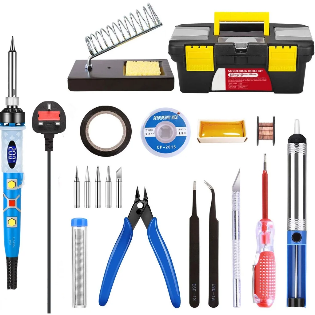20pcs Portable Toolbox Electric Soldering  Kit 220V 110V 80W Welding Sol... - $272.12