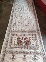 White kantha stitch saree with unstitch blouse piece for woman - $80.00