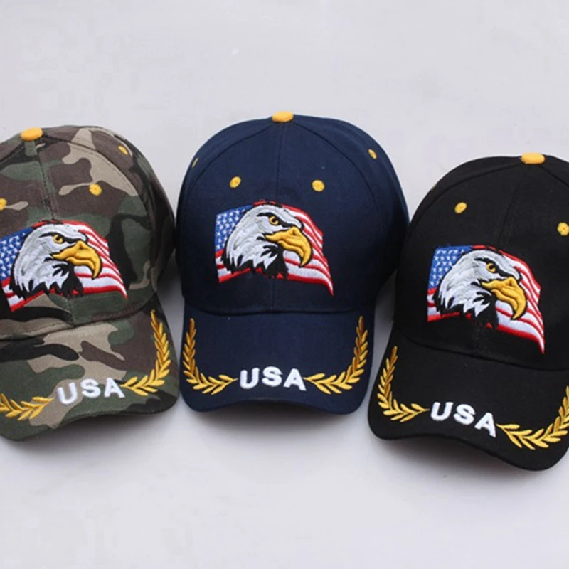 American Eagle and Flag Golf Caps USA 3D Embroidery Baseball Cap Men Women - £10.39 GBP+