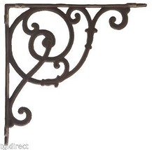Decorative Cast Iron Wall Shelf Bracket Brace DIY Craft Ornate Vine Rust 10&quot; D - £13.11 GBP
