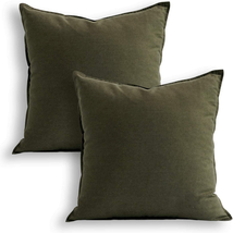 18&quot;X18&quot; Solid Cotton Linen Decoration Green Throw Pillow Case with Zipper Cushio - £17.44 GBP