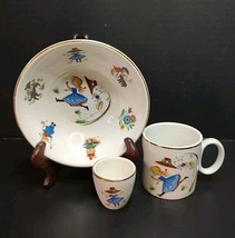 Vintage 3pc Arklow of Ireland Ironstone Mother Goose Nursery Rhyme China Set - £15.06 GBP