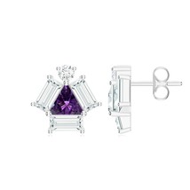 Kicky and Perky 925 Sterling Silver Amethyst Moissanite Studs Earring Je... - $1,233.55 MXN