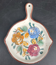 Nasco Spoon Rest Plate 4 1/2&quot;x6&quot; Hand Painted Ceramic Skillet Shaped Flo... - £10.78 GBP