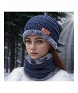 S- 2-piece women&#39;s solid color winter hat and scarf set, featuring a sof... - $24.99