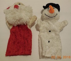 Santa clause and Frosty the Snow Man Hand Puppet Plush Rare HTF Christmas - $14.43