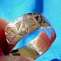 Victorian Solid 10k Rose Gold Wedding Band Wide Elegant Antique Anniversary Ring - €1.398,39 EUR