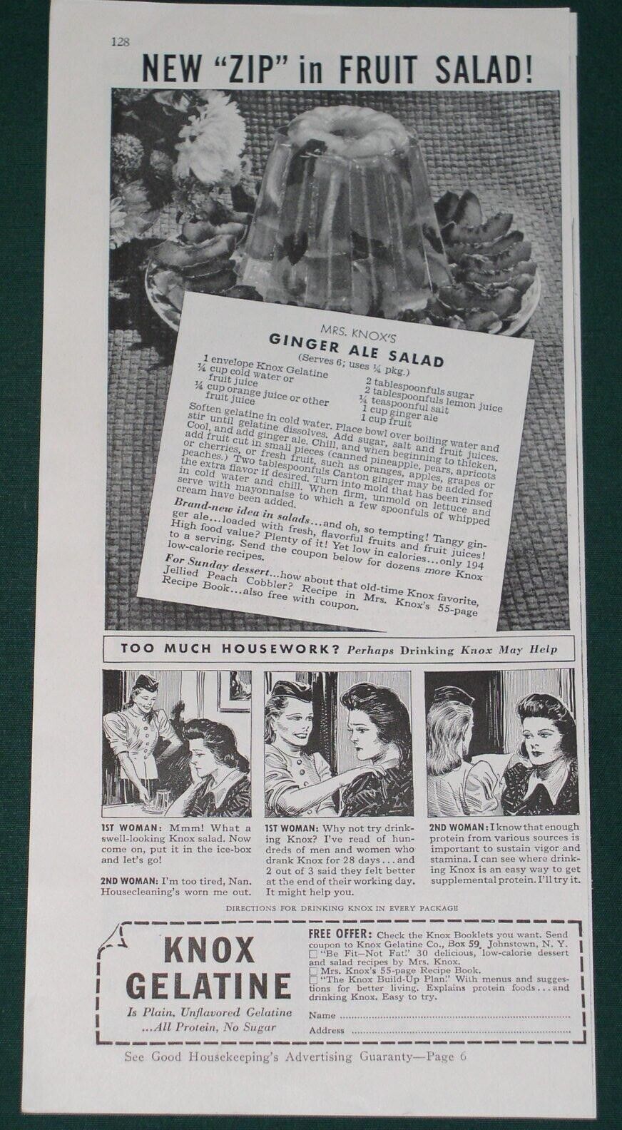 Primary image for Knox Gelatin Good Housekeeping Magazine Ad Vintage 1941
