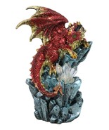 Fantasy Red And Gold Geode Dragon Perching On Crystal Rock Cavern Small ... - $28.58 CAD