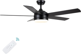 52 inch Black Ceiling Fan with Lights and Remote Control - £161.06 GBP